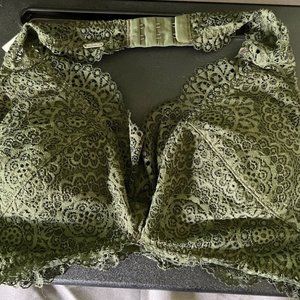 EUC WOMAN'S SIZE LARGE CUTE LACEY OLIVE GREEN GILLY HICKS BRALETTE BY HOLLISTER